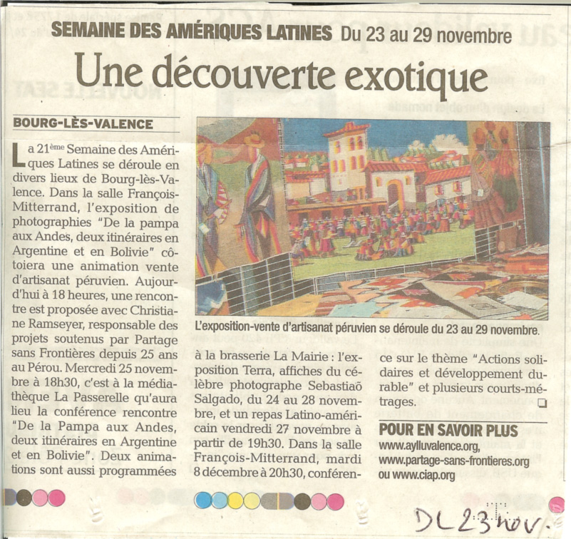 article de presse de la semaine amrique latine de Bourg les Valence 2007