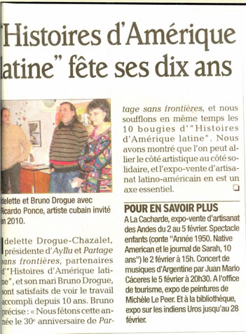 10 eme dition semaine "Histoires d'Amrique latine" de Saint-Pray en ardche avec l'association Ayllu et Partage sans Frontires - la presse - article 08